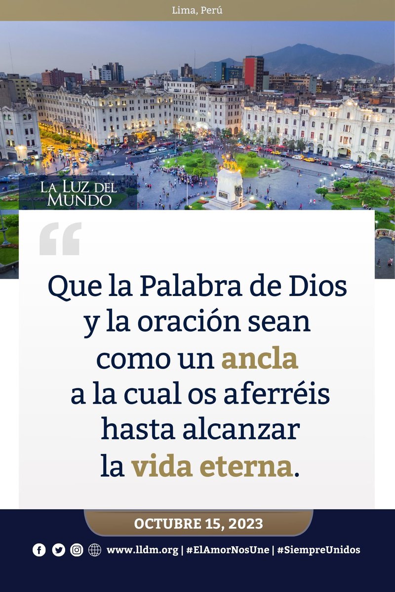 iglesialldm's tweet photo. Que la Palabra de Dios y la oración sean como un ancla a la cual os aferréis hasta alcanzar la vida eterna.

#SiempreUnidos | #LaLuzDelMundo | #ElAmorNosUne https://t.co/HiefLT12Q0