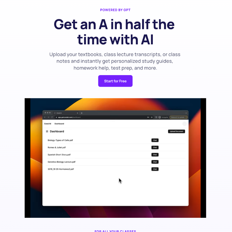 rajyaatluri's tweet photo. College Classes AI is the #1 productivity tool for students.

You simply upload a PDF of your textbook, class notes, or lecture slides, and it will answer any question about the document. 

It's like ChatGPT, but built for students.

The best part? It's free.