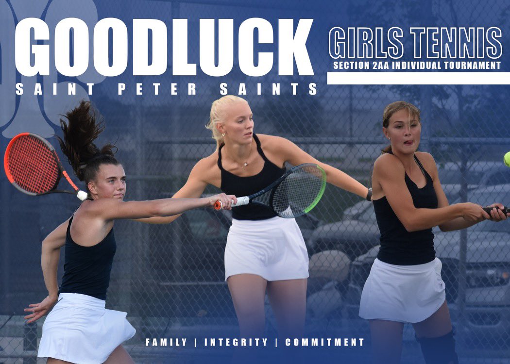 Good luck to our three girls tennis players competing in the Section Semifinals tomorrow at Gustavus!

Annika Southworth in singles
Rhyan Holmgren/Maddie Kamm in Doubles