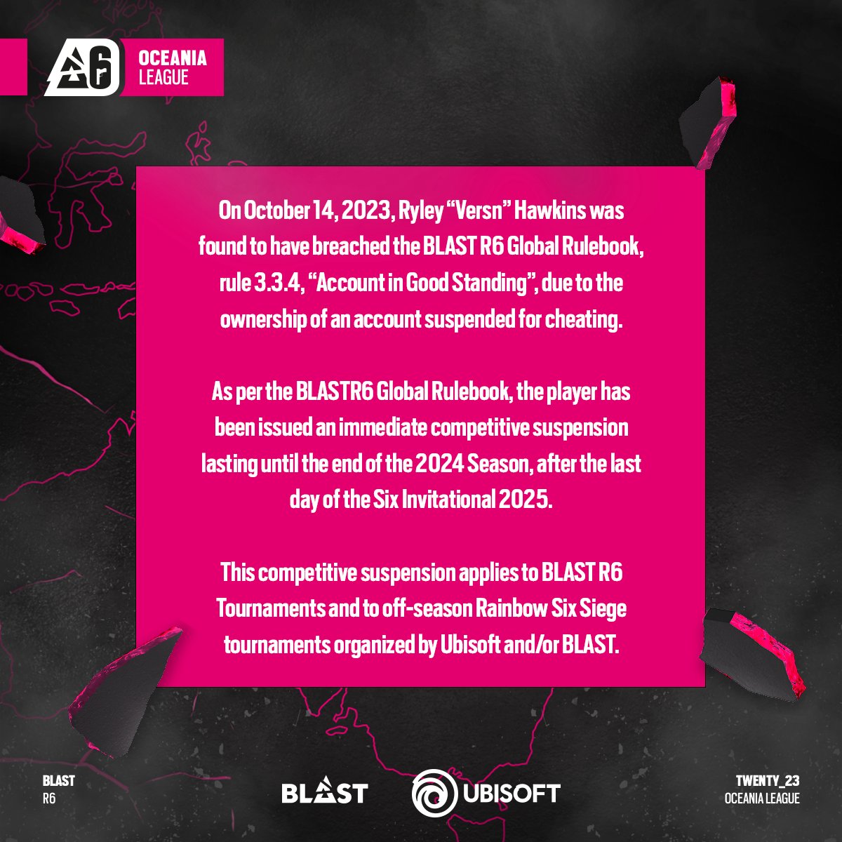 Rainbow Six Esports OCE tweet media