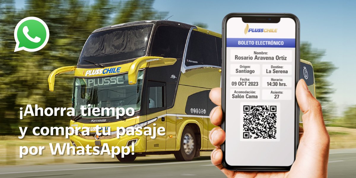 plusschile's tweet photo. 📲 Desde hoy puedes tus comprar tus #pasajes para el todo el norte de #chile  vía #WhatsApp 💬 al +569 7998 4896. ¡Pincha aquí 👉🏻 https://t.co/Nhhuu1Yo6g y guarda el contacto! https://t.co/AJkZfae5di