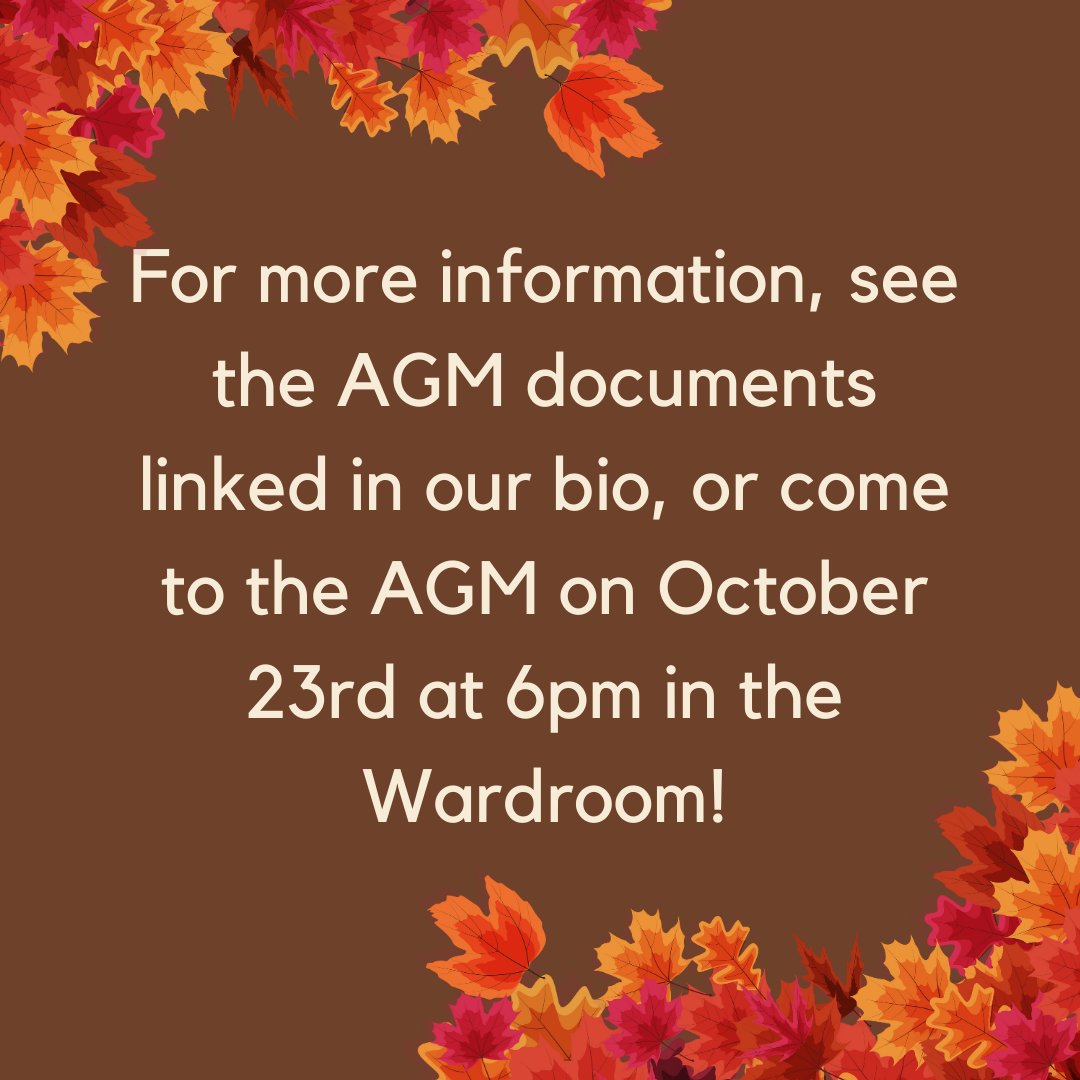 The KSU Annual General Meeting is next week, on Monday, October 23rd at 6pm in the Wardroom, and there are eleven committees with seats to fill. Committees are an easy way to do one small thing to get involved with your student community, so take a look and pick one (or a few)!