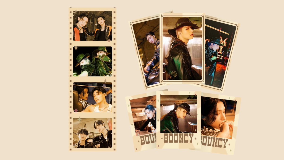 [Pronta entrega - Ateez]
🌶️ Bouncy 

🌶️ Kit Bouncy com photofilm, 8 photocards e 8 polaroids
💵 R$12,00

⚠️ Vendo apenas o design 
💳 Forma de pagamento: pix ou picpay
🗣️ Chame na dm