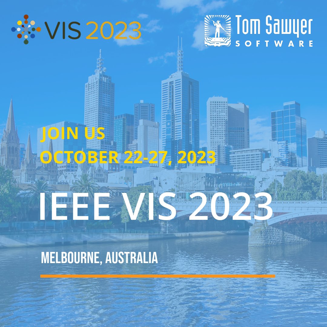 TSawyerSoftware's tweet image. 📣 Tom Sawyer Software will be attending #IEEEVIS2023 🌐 Join us from October 22-27 in Australia at the Melbourne Convention and Exhibition Centre. bit.ly/3rMsdS3 Stop by our booth to learn more about our advanced #graphlayout. #graphvisualization #graphtechnology