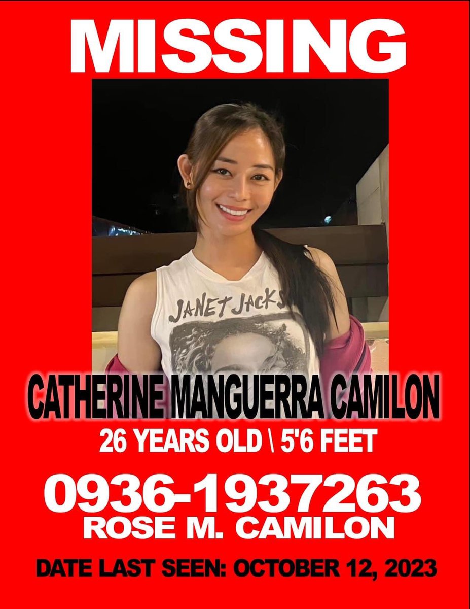LOOK: Miss Grand Philippines 2023 candidate Catherine Camilon has been  reported missing since Thursday, October 12. According to her mother Rose  Camilon, Catherine was last contacted on the same day while she
