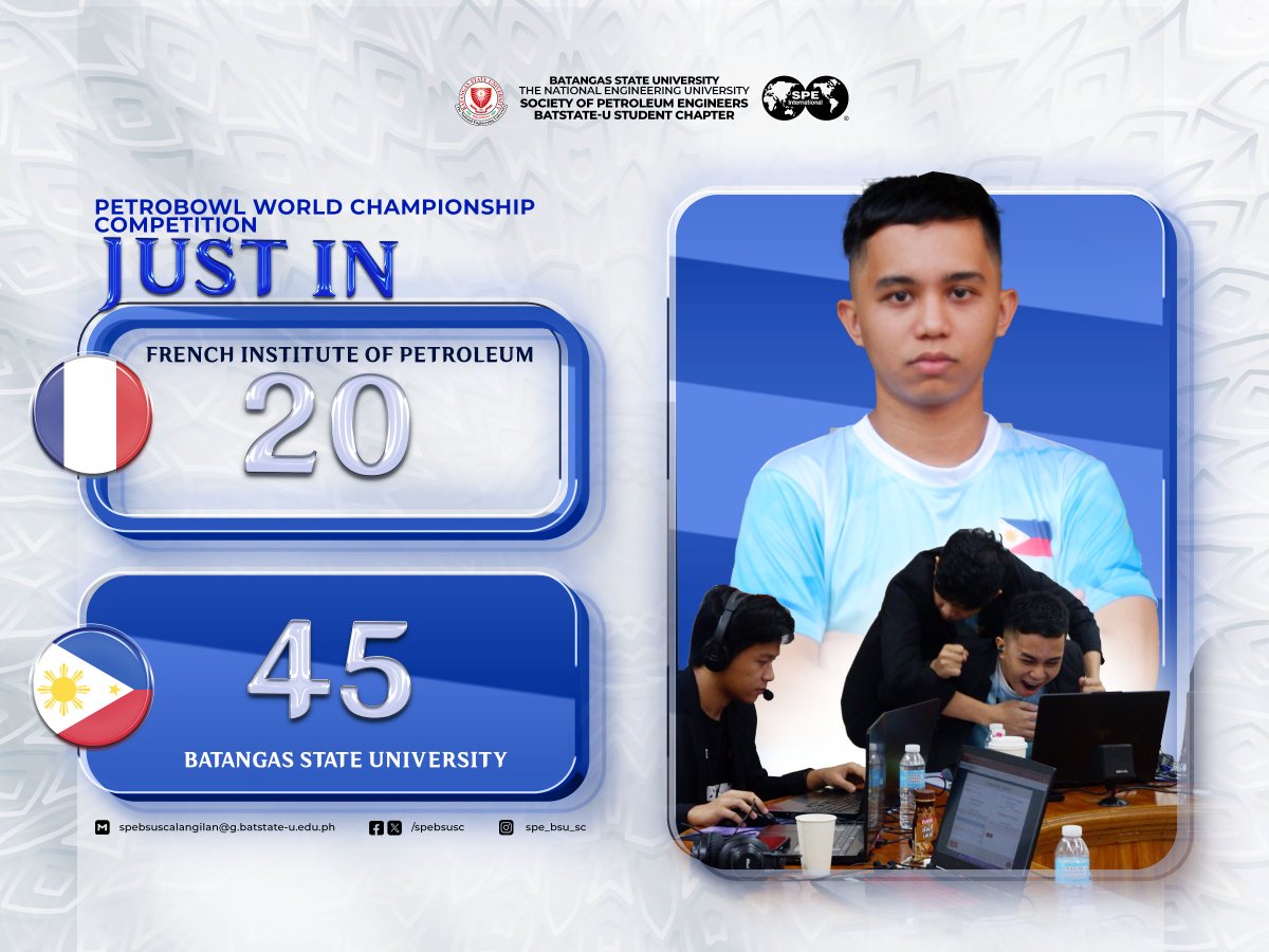 𝗛𝗔𝗣𝗣𝗘𝗡𝗜𝗡𝗚 𝗡𝗢𝗪: Team Batangas State University - The NEU Advances to Quarterfinals

#PETROBOWL2023
#DrillingPassion
#SuperiorPerformance
#RadiantExcellence
#IgniteTheFlame