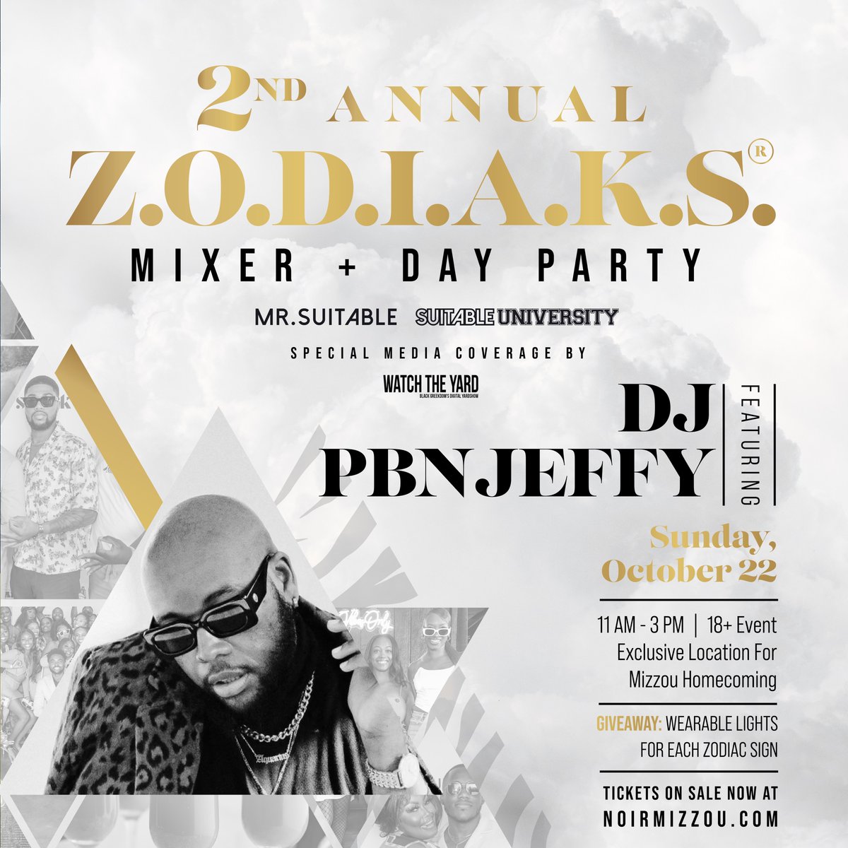 djpbnjeffy's tweet photo. It’s homecoming week, Mizzou fam! 🐯

Check me out this Sunday for @NOIRMIZZOU’s 2nd annual Z.O.D.I.A.K.S. day party! This Aquarian king is bring all the vibes and sounds to y’all! Special coverage from @watchtheyard too! Don’t miss out! Get tickets at https://t.co/GvplDSbwpy https://t.co/Qyv2VfHLmz