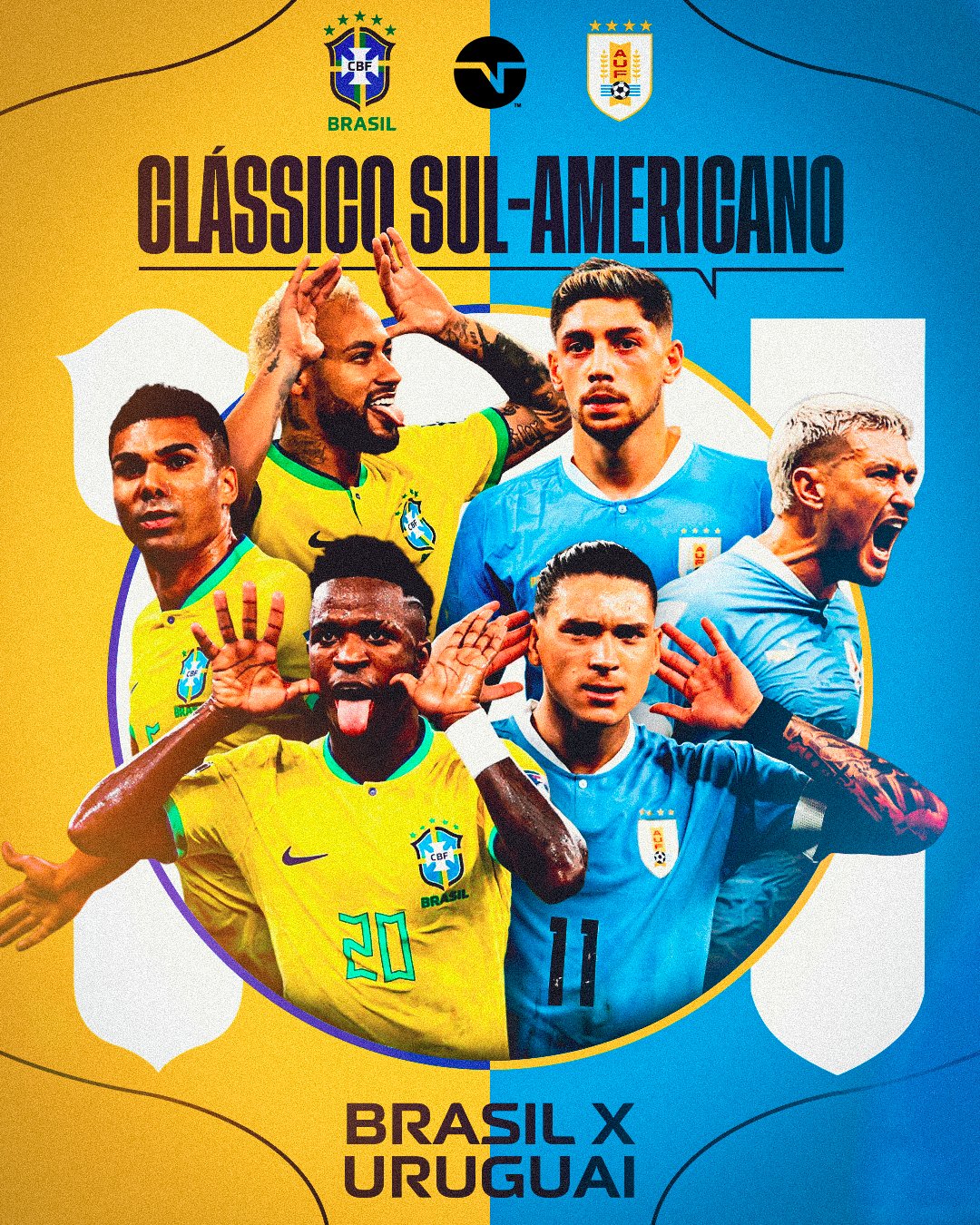TNT Sports BR on X: ALERTA DE JOGO ABSURDO NAS ELIMINATÓRIAS! 🚨😱🔥  DECIDIRAM 'SÓ' FINAL DE COPA DO MUNDO JÁ A nossa #SeleçãoBrasileira  enfrenta o Uruguai! 🇺🇾🇧🇷 E aí, qual o palpite