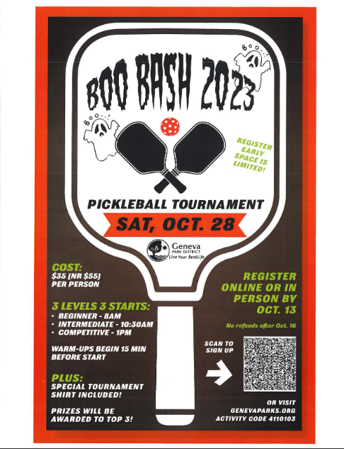 Geneva Park District Boo Bash 2023; genevaparks.org  Activity Code: 4110103