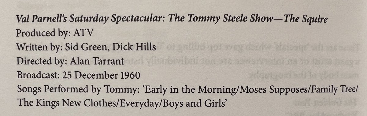 slassandro1's tweet photo. @BenGrabham @TalkingPicsTV Sir Tommy’s archivist here - Reference from my biography of Tommy - it was shown in 1960. Have never actually seen it myself but have off-air TV audio recording of it. Where did @TalkingPicsTV show it? Sir Tommy and I would LOVE to see it - know it exists on film in ITV archive. https://t.co/Tgt0JaCZmn