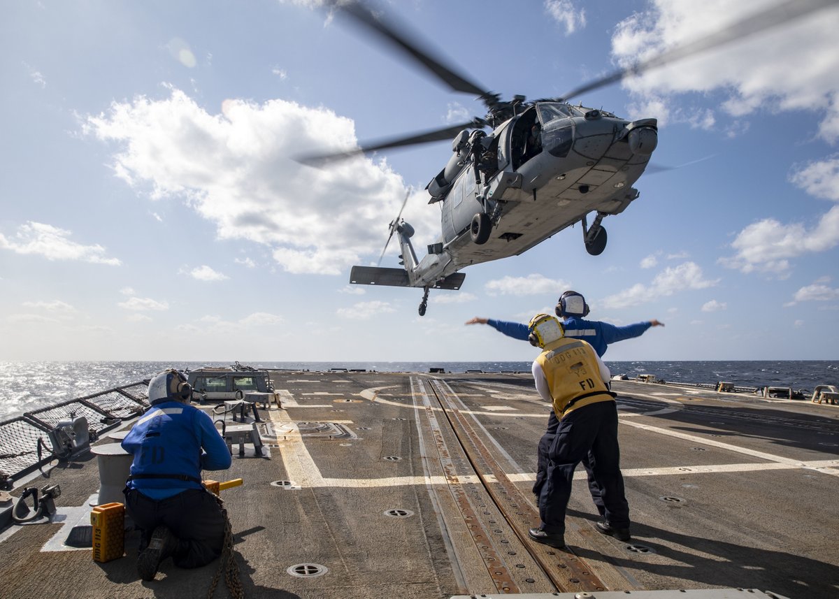 USNavy's tweet photo. #USNavy Photos of the Day: 

1️⃣ #HSC9 SAR training and 2️⃣ @NAVSTA_Rota firefighters wear pink tutus during firefighter challenge @USNavyEurope
3️⃣ Pacific Partnership school renovation in Papua New Guinea @INDOPACOM
4️⃣ #USSJohnFinn #FLTOPS @US7thFleet
👉 https://t.co/aZddB6hxYf https://t.co/2Bwx8jP9Y8