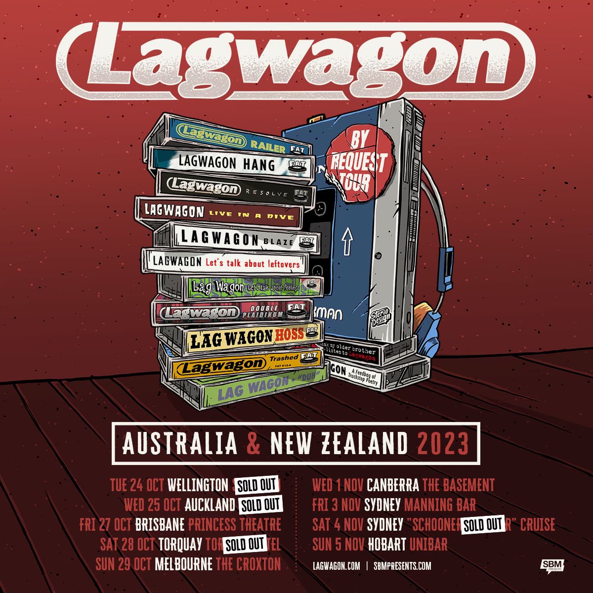 NZ/AUSTRALIA TOUR STARTS ONE WEEK FROM TODAY!   Grab your tickets ASAP, most of these shows will sell out by day of show, if not sooner.  ✈️👍🏽😎🎸🤘🏽Tickets: sbmpresents.com/tour/lagwagon-… #lagwagon #australia #newzealand