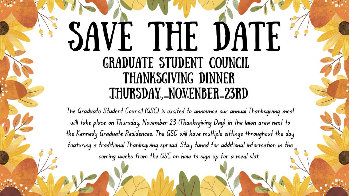 🦃 Join us a Thanksgiving feast, courtesy of the GSC and the Provost's Office! 🍂 Sign up for one of four meal slots at Kennedy or the Havana Room. Bring your loved ones for a day of gratitude and good food. 🍗🥧 #StanfordThanksgiving #GSCFeast
events.humanitix.com/annual-graduat…