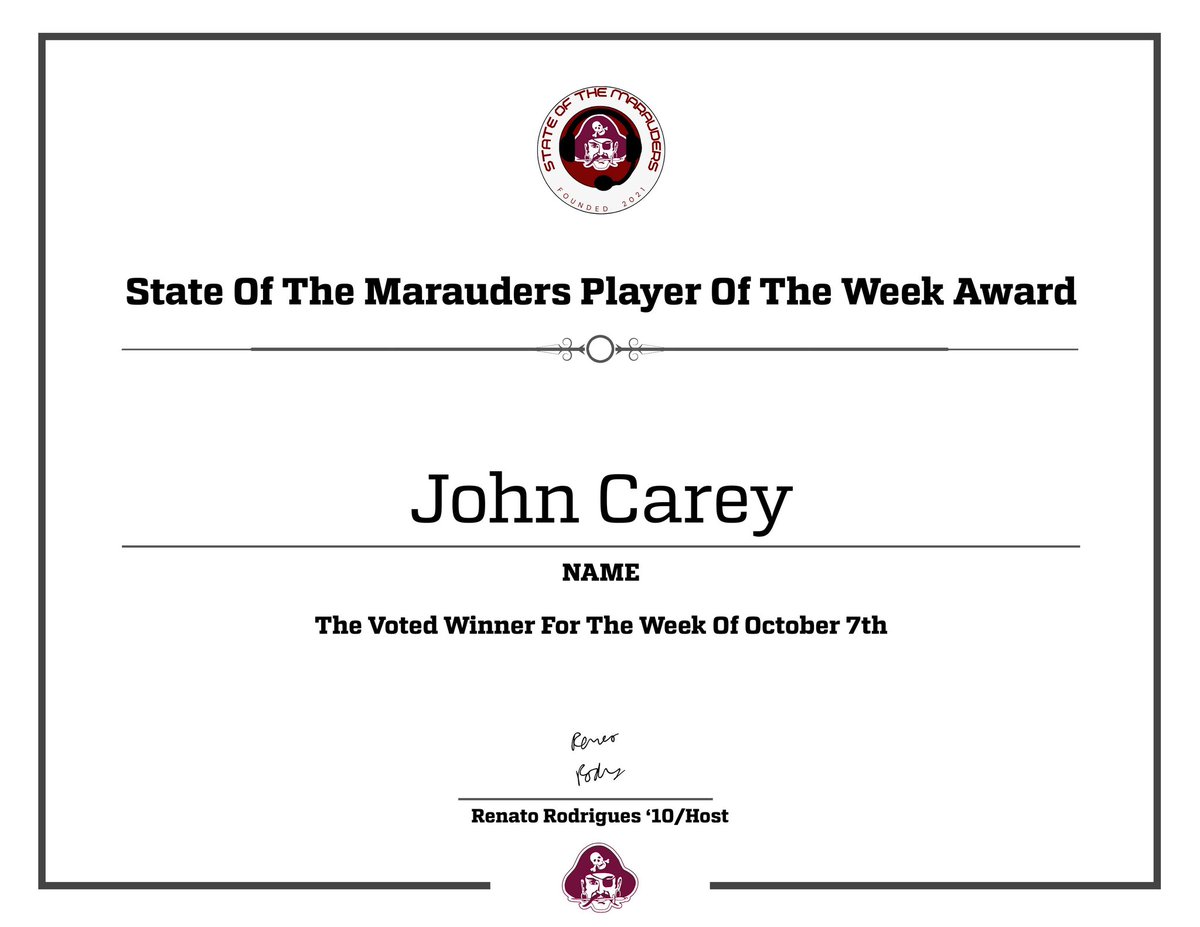 SOTMarauders's tweet photo. We want to congratulate this week’s Marauder Player Of The Week Award Winner… From The Soccer Team: Senior John Carey!!

Thank you to all those who voted this week and stay tuned to see who are the candidates for next week’s award! https://t.co/lFJHWhDLmi