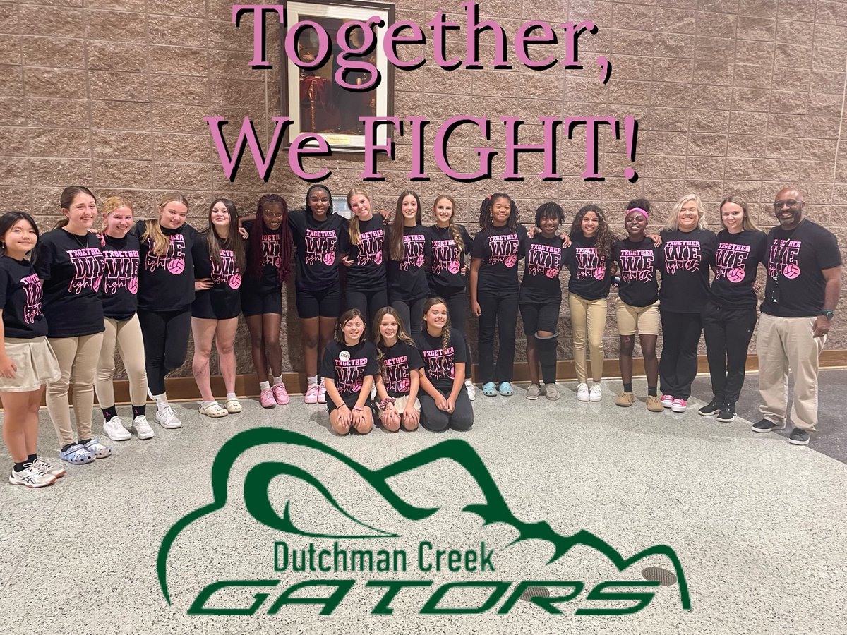 DutchmanCreekMS's tweet photo. Together, we FIGHT!!!! #BreastCancerAwareness🎀 #DCMSVolleyball🏐 #GoGators💚🖤🐊 https://t.co/Bvrqsz9ZOr