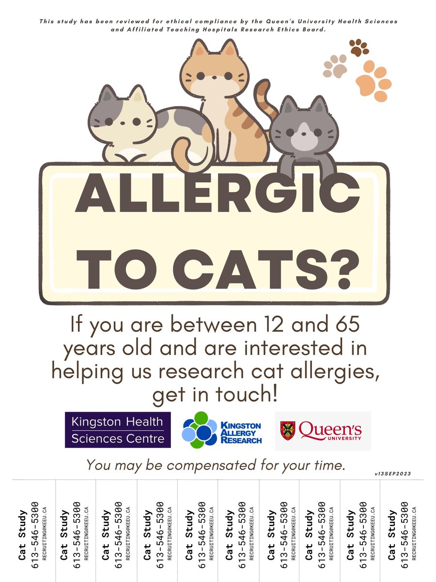 Cat Allergies? Join our latest study!
Call 613-546-5300 today to learn more!