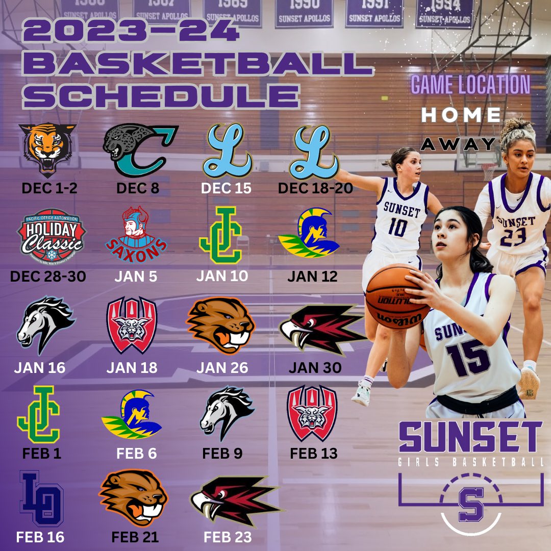 SunsetGBB's tweet photo. 2023-24 Varsity Schedule 
The stage is set. https://t.co/R3QJ2xptp1