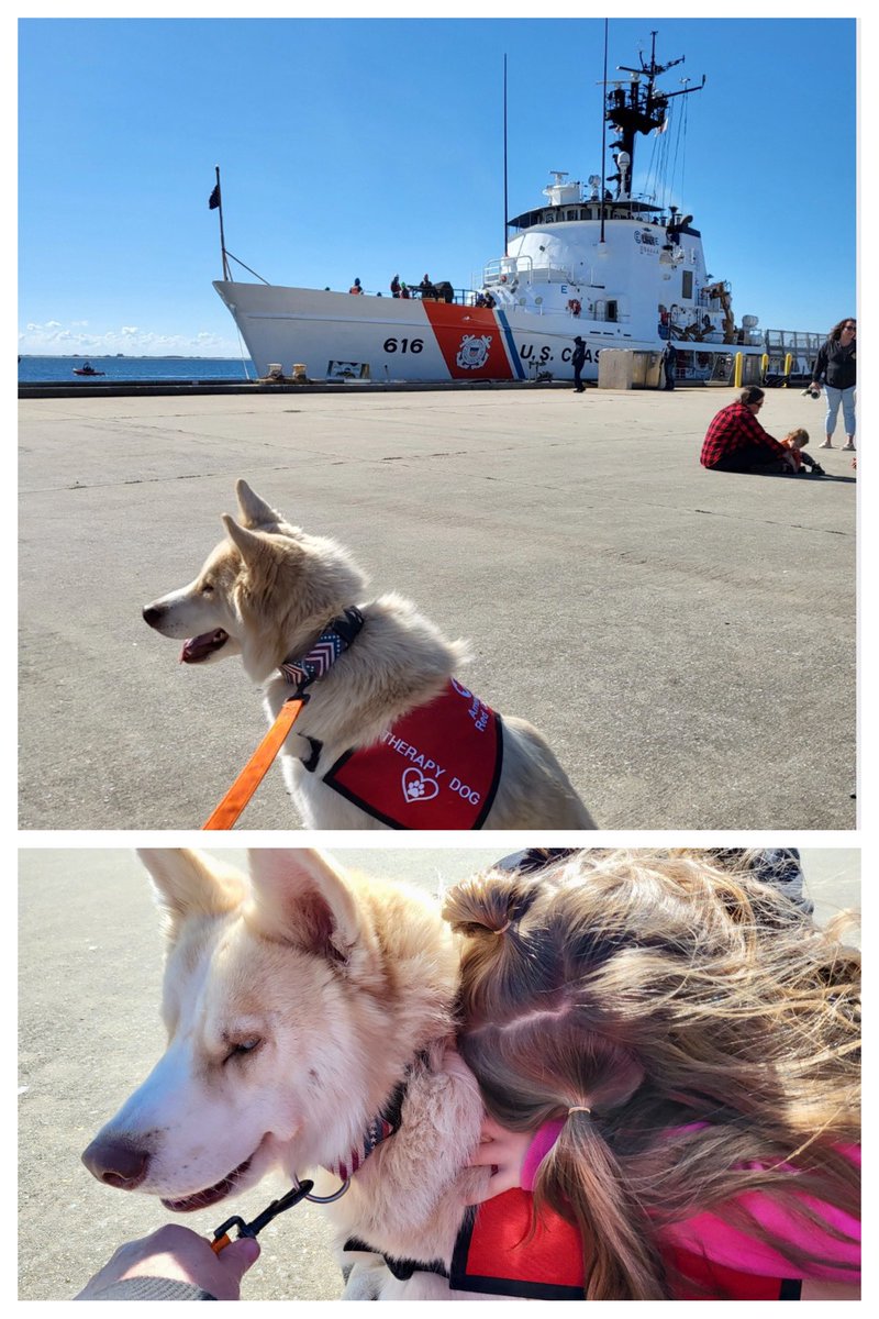 RedCrossNFL's tweet photo. USCG RELIANCE homecoming with our animal therapy pup Skul 🐕 https://t.co/JTCqjpnnby
