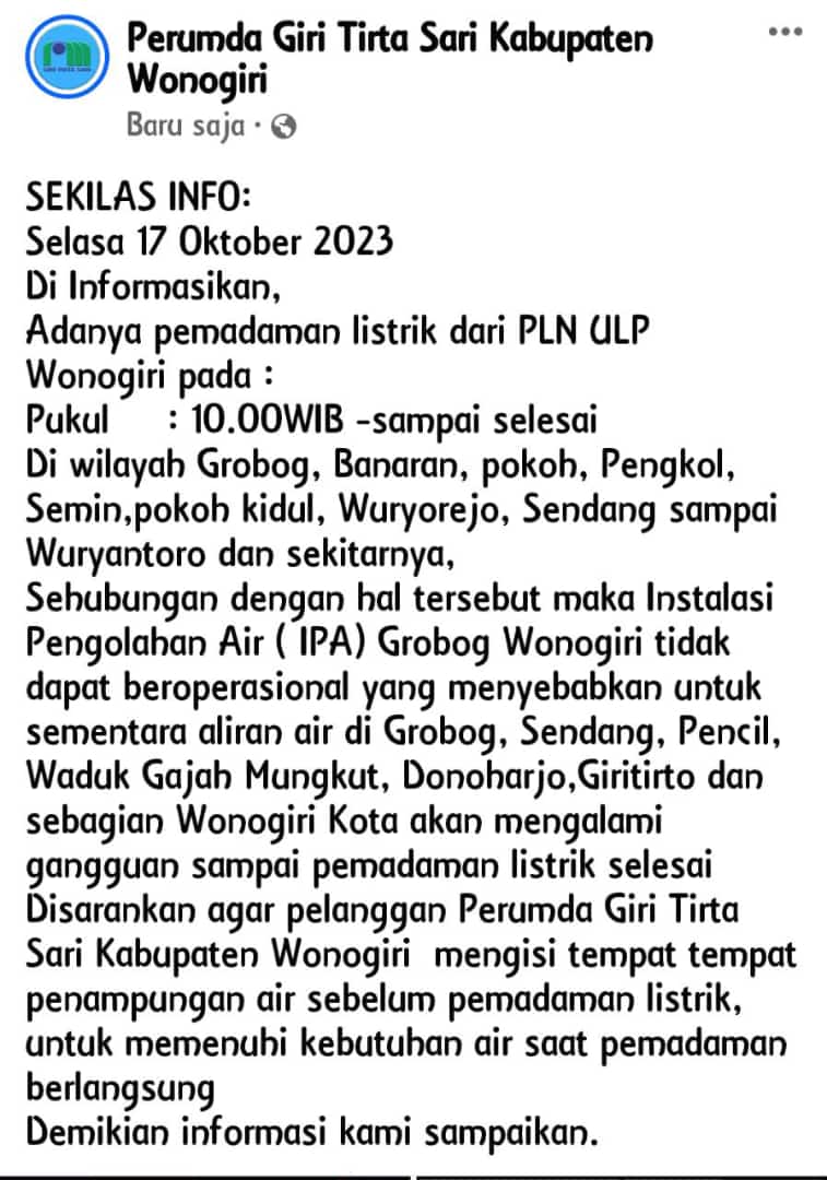 PUDAM Wonogiri (@pdamwng) on Twitter photo 