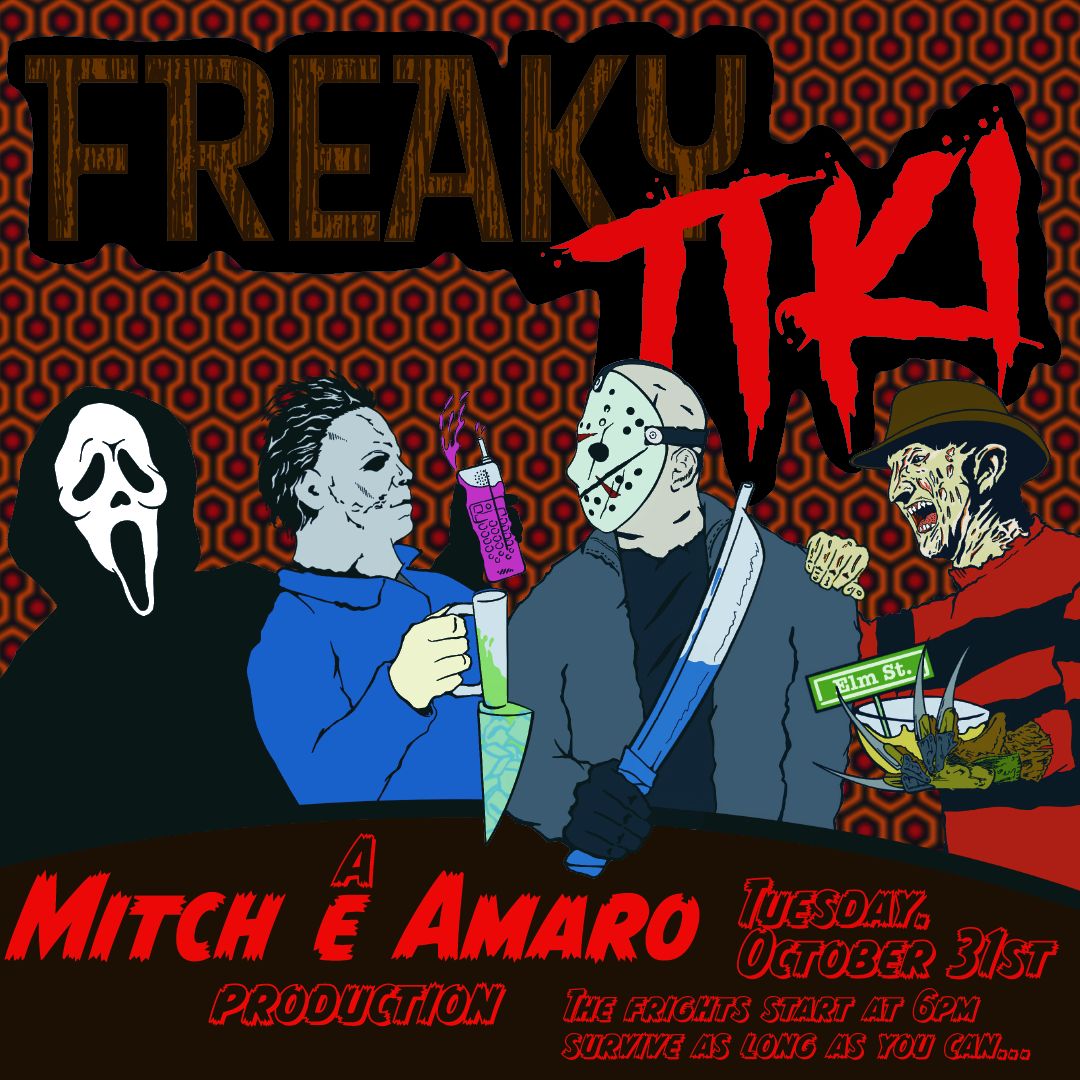 JUST ANNOUNCED!

Get ready for a spooktacular night of tropical spirits with Freaky Tiki!  
Join us at Mitch e Amaro Tuesday, October 31st at 6 PM for an unforgettable evening filled with tropical drinks and spooky vibes 👻🍍

Incredible graphics work from our friend @nkcdesignco