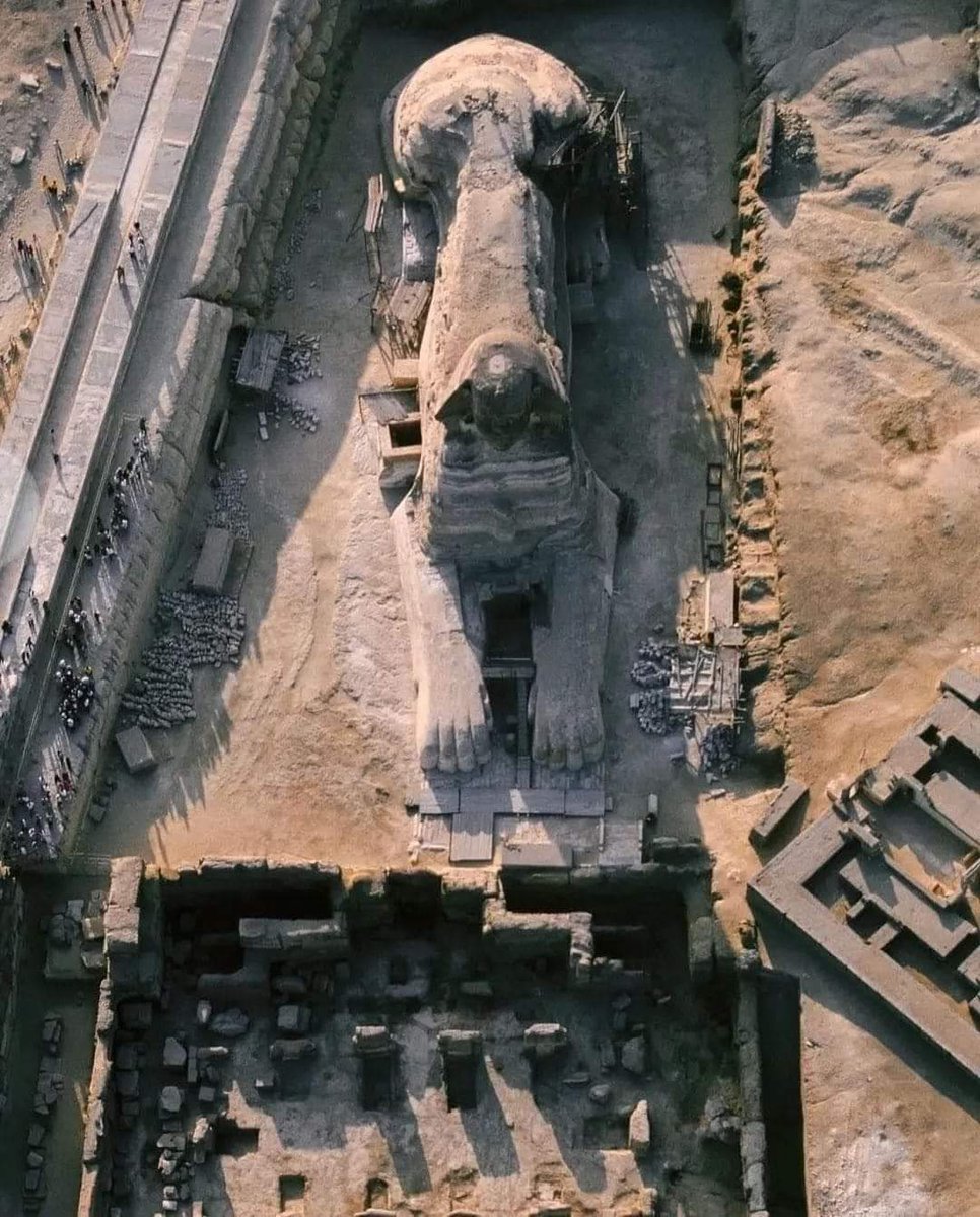 تم نحت أبو الهول من كتلة واحدة من الحجر الجيري بدلا من تركيبه قطعة قطعة إنه أكبر وأقدم التمثال صنعه الإنسان في العالم حيث يبلغ طوله 20 مترا و 73 مترا.