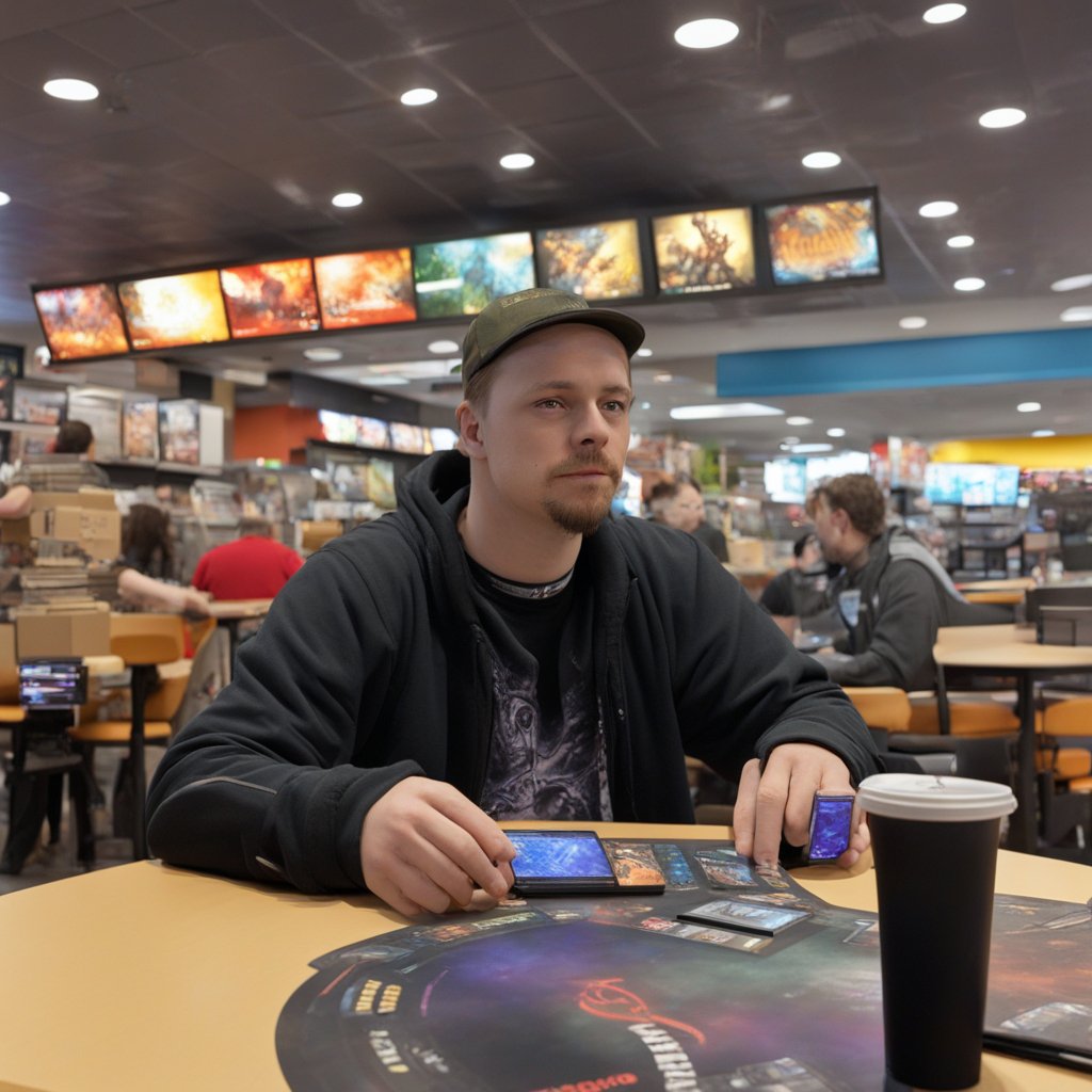 EdgerunnerD's tweet photo. //David playing Mtg commander at mcdonald's according to IA. https://t.co/gkRaCfH7QO