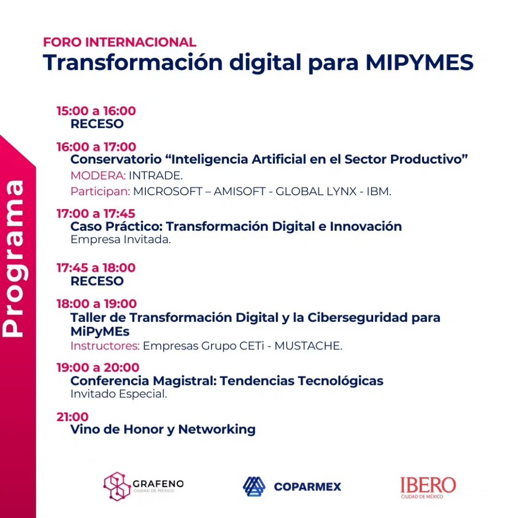GrafenoSBN's tweet photo. 🚀 ¡Transformación Digital para MIPYMES! 🚀
Te invitamos a unirte a la oportunidad exclusiva para potenciar tu negocio en la era digital. 
Regístrate aquí: 

https://t.co/YuDcXMFudT

#TransformaciónDigital #Grafeno https://t.co/OYR8CfrSBx