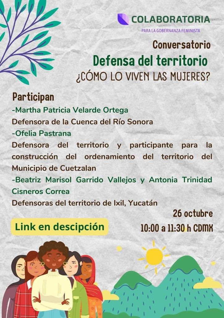 Comparto info de este importante conversatorio sobre la defensa del territorio a través de voces de las mujeres. No se lo pierdan!