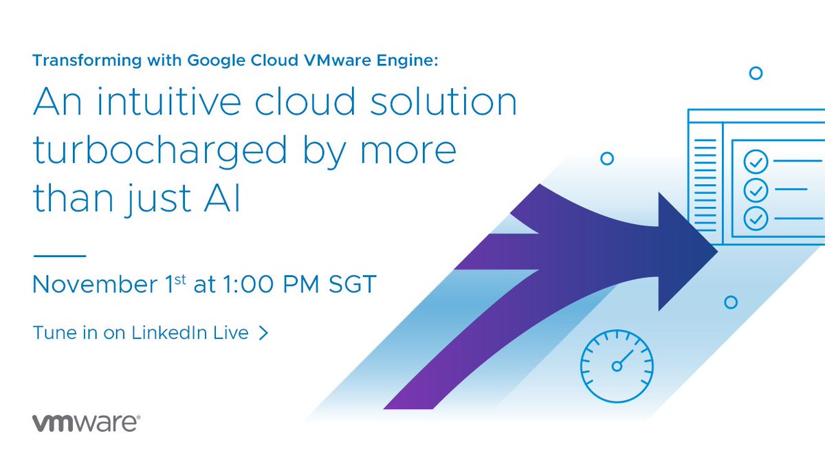Catch us live on LinkedIn, 1 November at 1:00pm SGT, to explore how Google Cloud VMware Engine is enabling organisations to transform and simplify their cloud smart journey. Register here: ow.ly/j5Mi50PVoVR