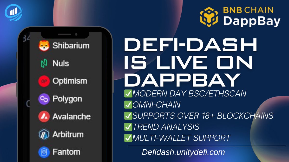 🚀DeFiDash is now live on Bnbchain Dappbay🎉 ⭐️You can now use the modern day Bsc/Etherscan via the largest #Web3 DappStore. 🔎Explore, track, and manage your tokens/#NFTs like never before! 💼📈 #Ryiunity #Crypto #BNBChain