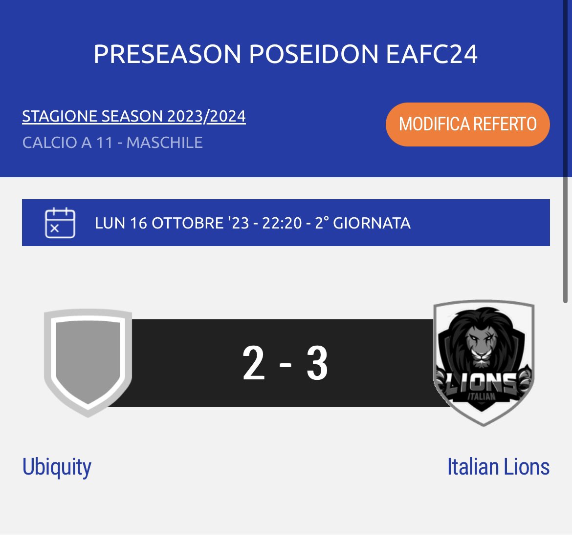 ItalianLions's tweet photo. FullTime✅
@aleromanista96⚽️⚽️
@Nick95wcag⚽️
@gomi3ro👟👟 https://t.co/23Xz8sp7W6