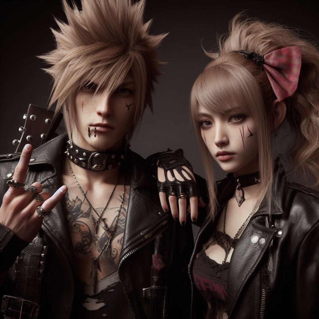 HardmanJosh's tweet photo. "A punk rock Final Fantasy man and lady looking slightly wild but cool" - created in seconds by Dall.E 3 on Bing Chat with GPT-4😲 https://t.co/Pn5ZTj4TZB