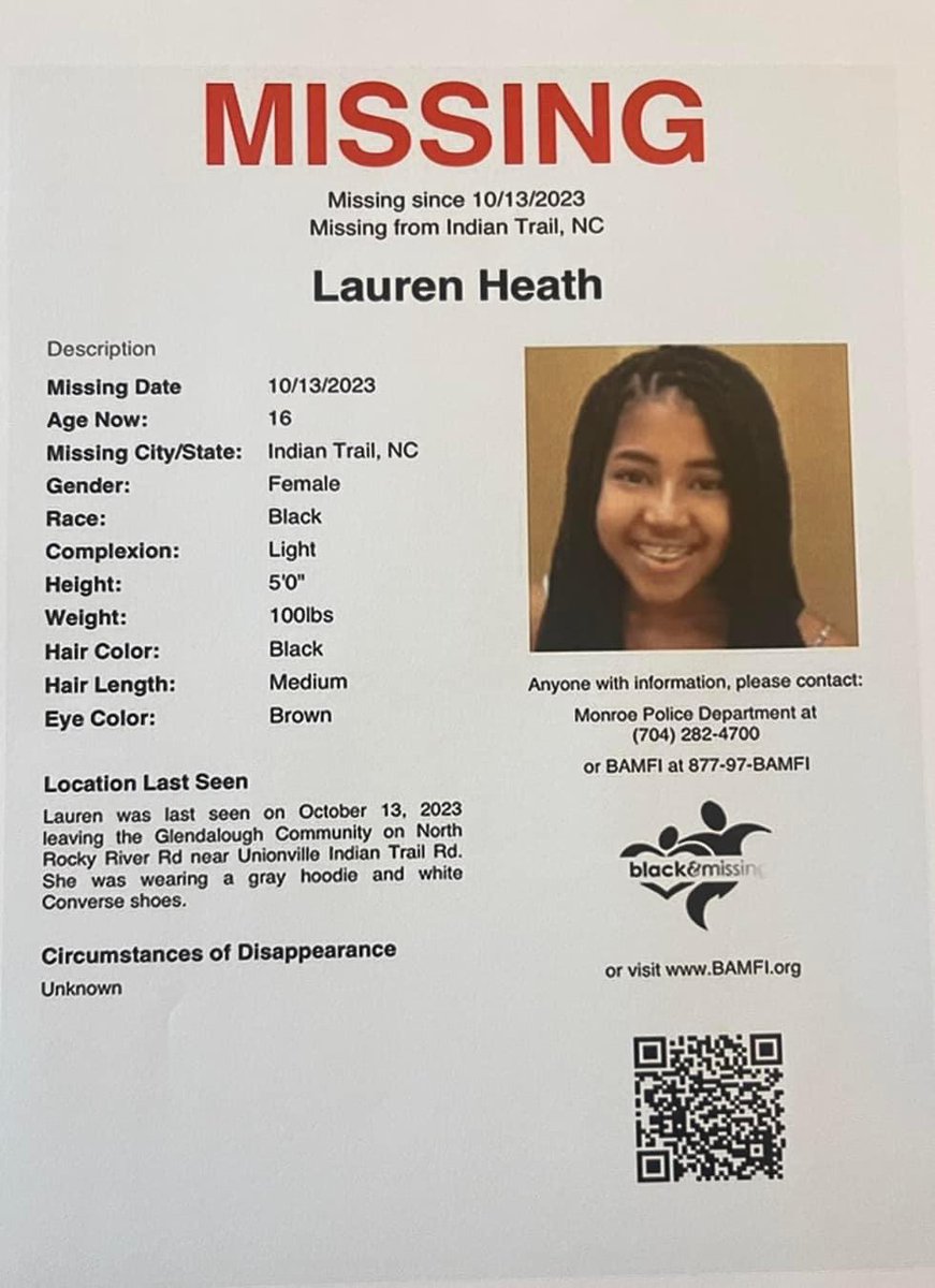Please share. This young girl went missing in NC of Friday. Twitter let’s help find Lauren.