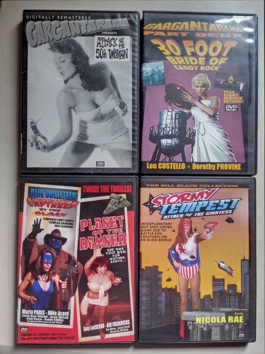 tugs1920's tweet photo. My cultretro giantess DVD collection @cultretro #Giantess #Gargantarma #Attackofthe50ftWoman #The30footbrideofCandyRock #Femforce #TheAmazingColossalWoman #PlanetoftheDamned #StormyTempest https://t.co/8GdCIfvU1R