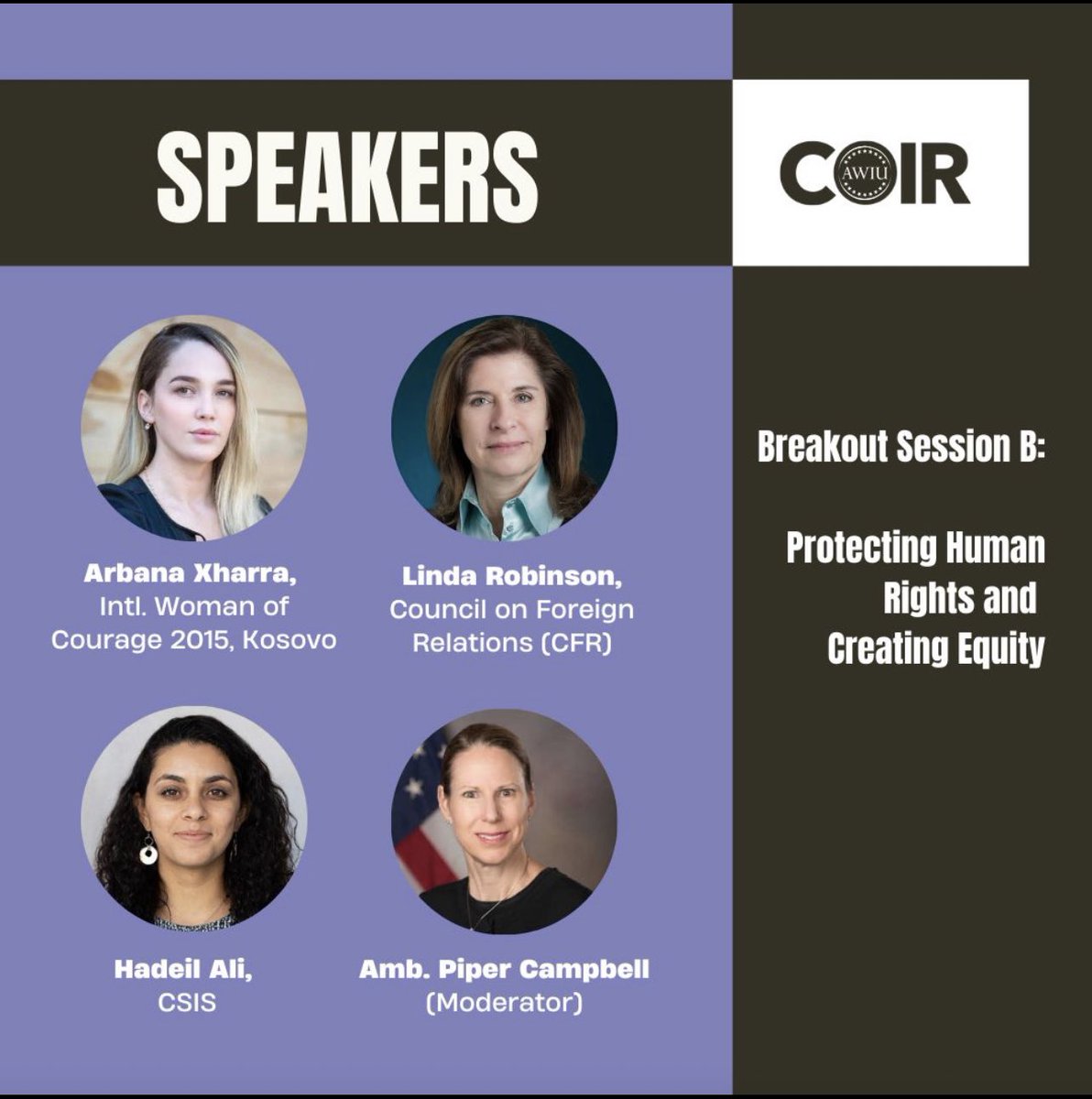 XharraArbana's tweet photo. COIR gathers a wonderful group of amazing women, and I can’t wait to be in this panel. This Friday in DC, October 23rd @AWIU2 

Register for #COIR2023
 
RSVP: https://t.co/xpCLfQMhNp https://t.co/LUBVNWm0VT