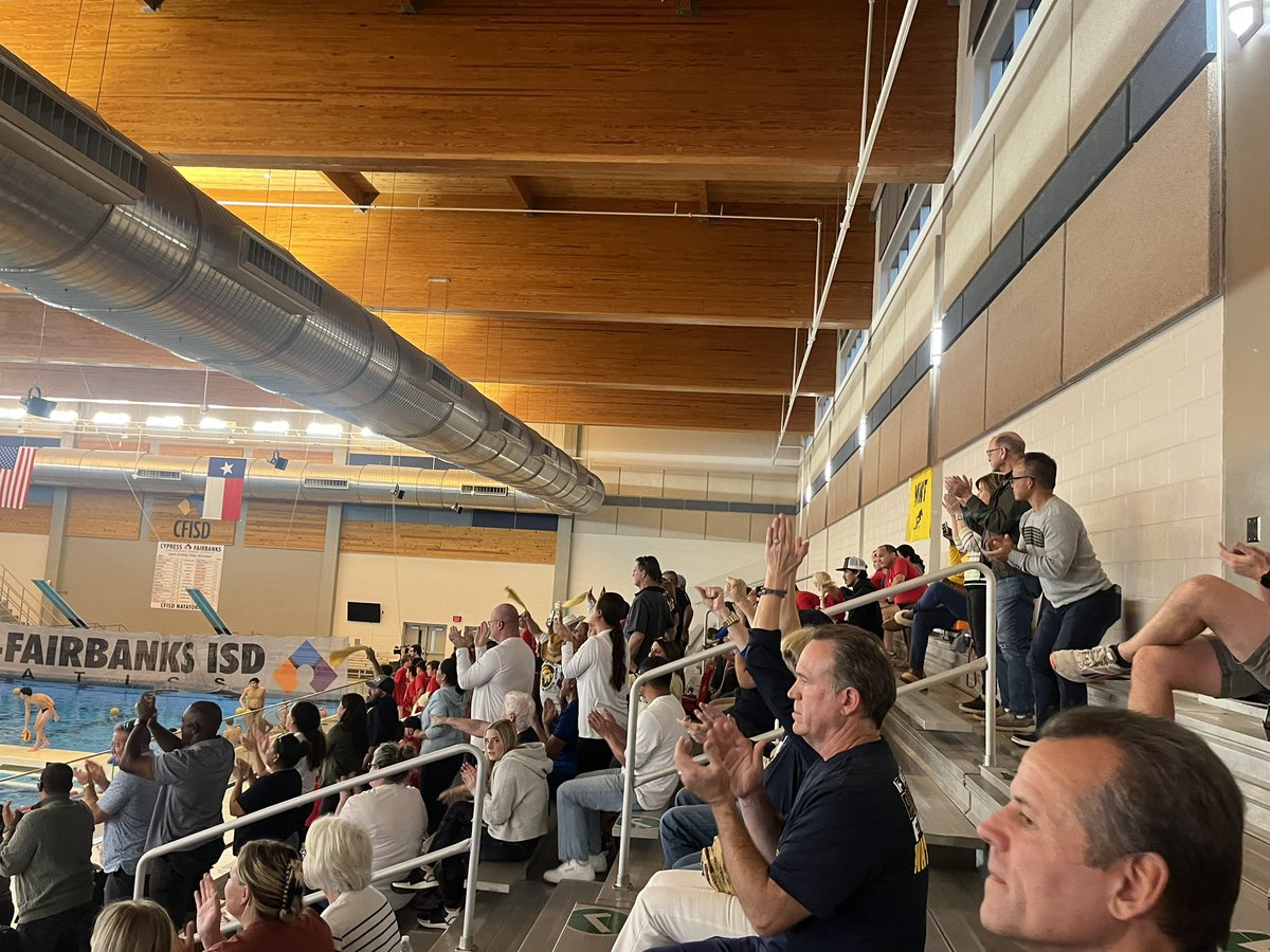 Congratulations to <a href="/CyRanchAquatics/">Cypress Ranch Aquatics</a> Girls Water Polo on advancing to the <a href="/uiltexas/">Texas UIL</a> Regional Tournament!!! Great crowd here tonight to witness some competitive play between Ranch &amp; Memorial.