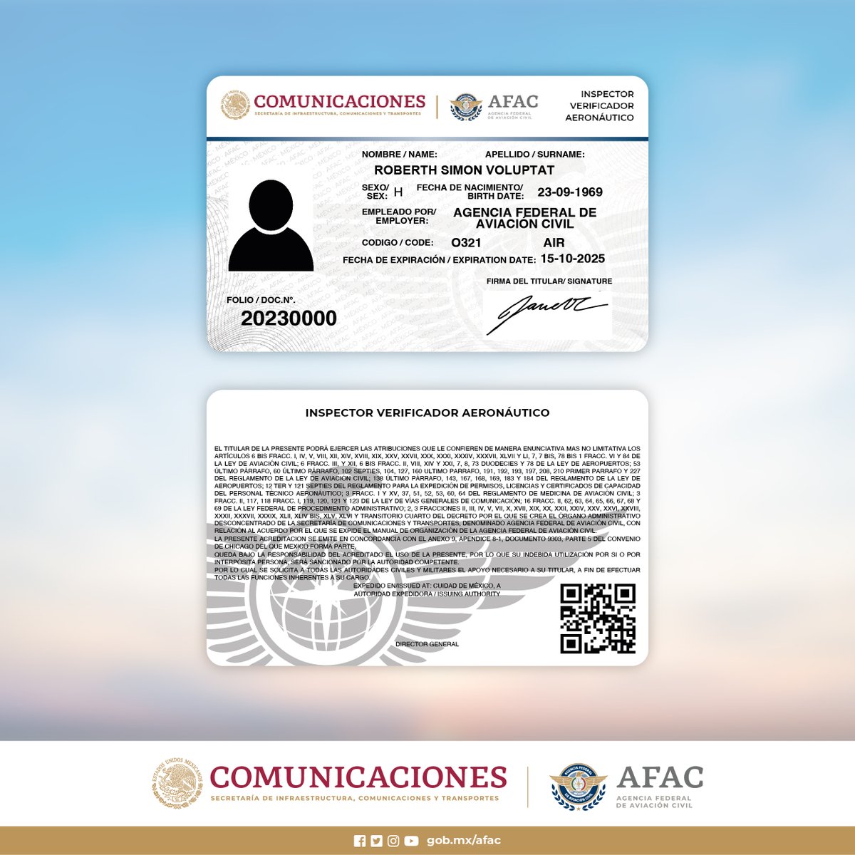 AFAC_mx's tweet photo. Te presentamos el nuevo esquema de acreditación para nuestros Inspectores Verificadores Aeronáuticos, con nuevos candados de seguridad y código QR para su autentificación, mismas que entran en vigor a partir de esta fecha.
¡Nos seguimos modernizando!
#AFACmx https://t.co/L3F9OCuChW