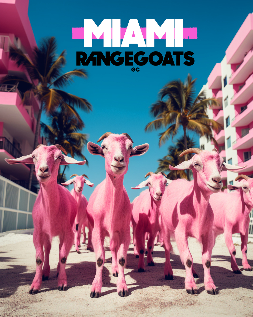 RangeGoatsGC's tweet image. Not to be confused with Leo Messi but The pink Goats are coming to town! #RangeGoatsGC #livgolfMiami #goatgang
