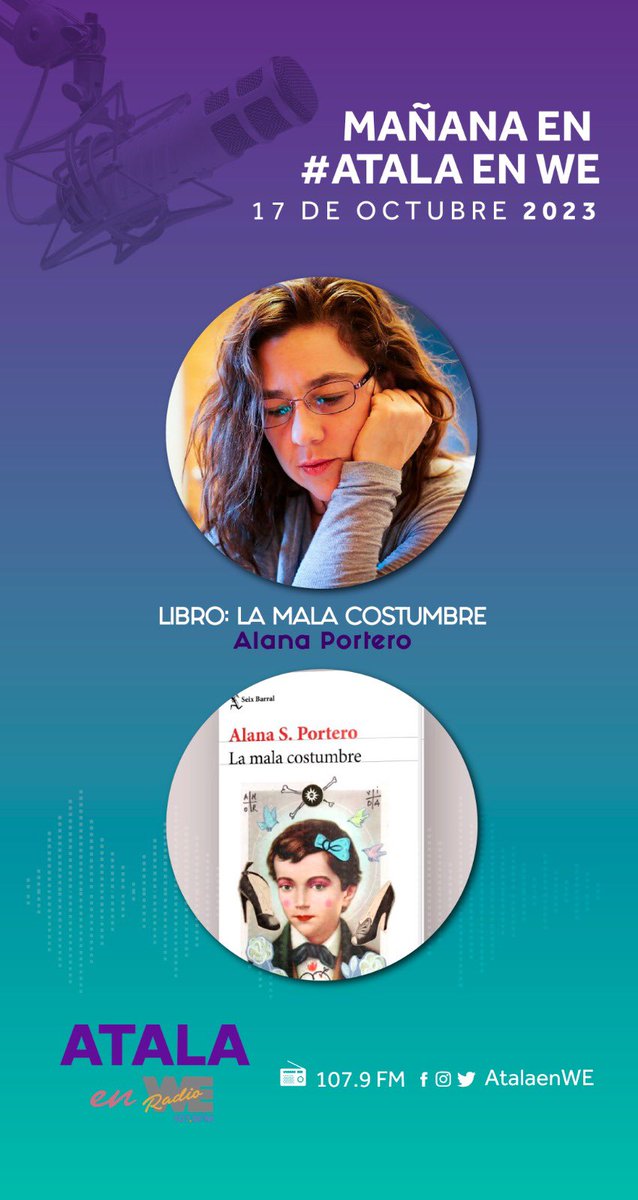 Mañana en el club de lectura de <a href="/AtalaenW/">AtalaenWE</a> comentaremos con <a href="/vivianadamota/">Viviana Da Mota</a> la primera novela de @VelvetMolotov 10 am por #WERadio #107.9FM