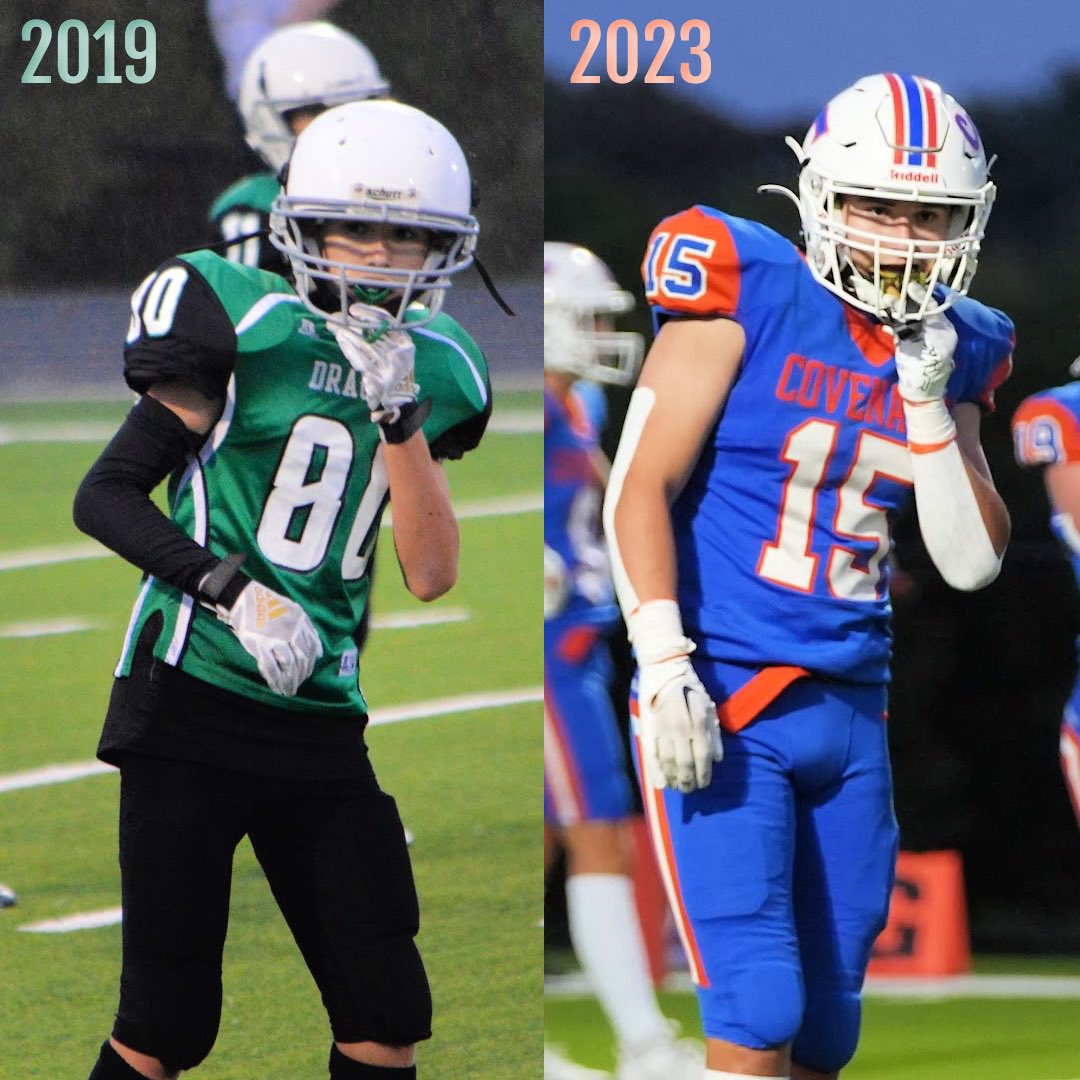 How it started 🆚 How it’s going

Same dude, 4 years apart… almost to the day.

7th grade 🆚 11th grade
5’3 🆚 5’11
115 lbs 🆚 180 lbs
Playing WR/CB  🆚 Playing LB

A lot has changed, but the intensity and love of the game HAS NOT.

<a href="/CCAhsathletics/">CCA Athletics</a> <a href="/VernonWells10/">Vernon Wells</a> <a href="/Philtowe/">Phil Towe</a>