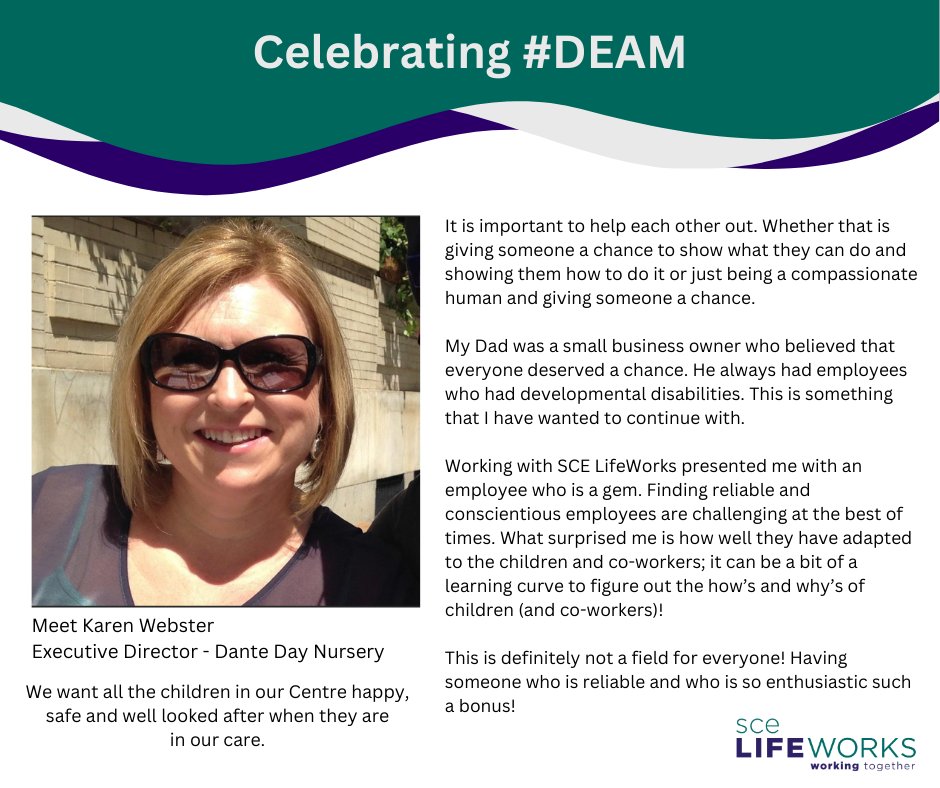 We love to celebrate inclusive businesses, especially during #DEAM Dante Day Nursery's Executive Director speaks to hiring and the benefit of working with @SCELifeWorks to staff the Centre.