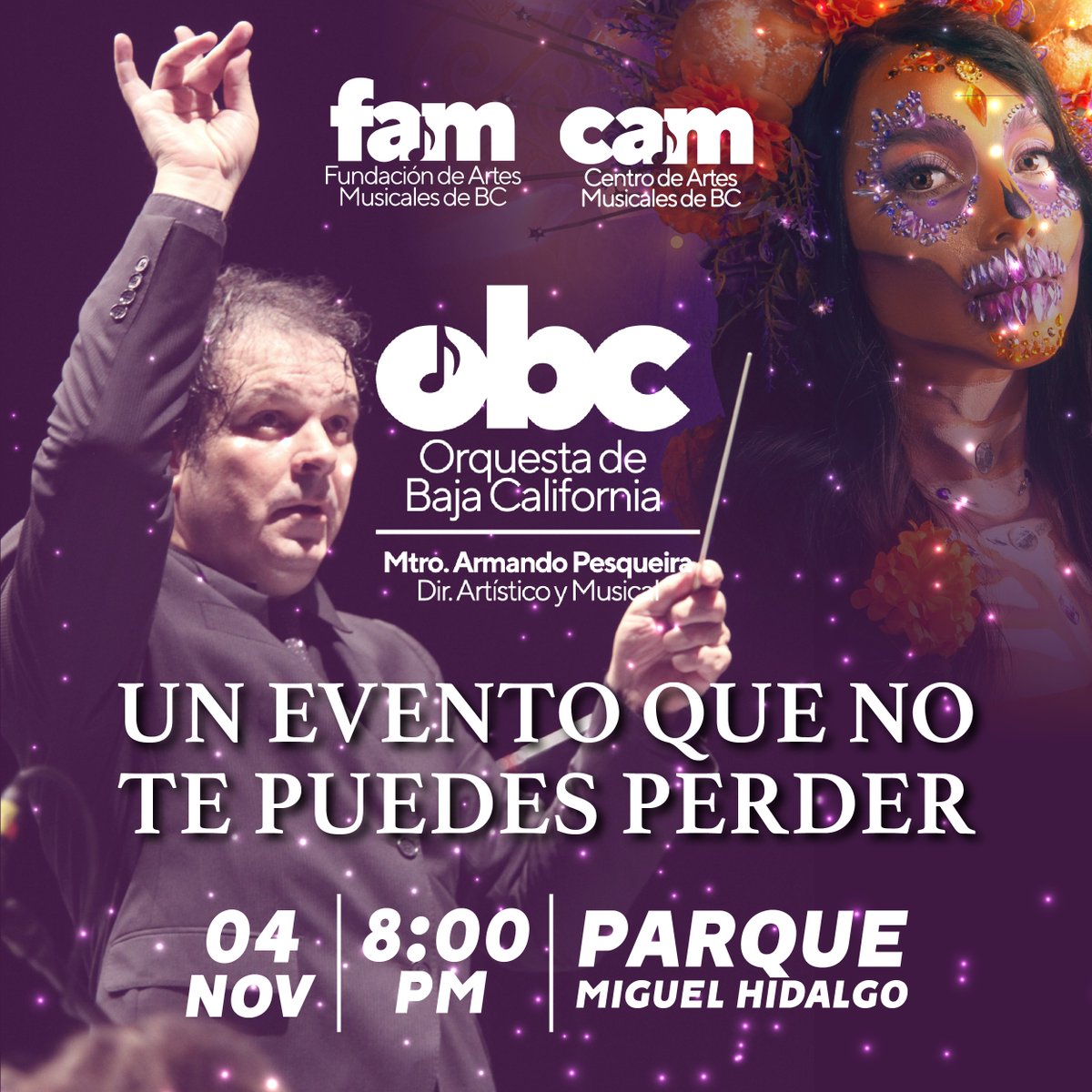OrquestaBC's tweet photo. La OBC en "El Pan de la Catrina" brillará,
Con sus instrumentos la noche iluminará
En Tecate, la música nos hará soñar,
La magia de la OBC nos va a atrapar.

 4 de Noviembre del 2023
Parque Miguel Hidalgo, Tecate, B.C.
#ElPandeLaCatrina #DíadeMuertos #Tecate #BC  #música https://t.co/oMSMmWduss