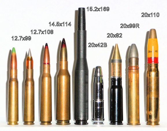the Steyr IWS 2000, a gargantuan AMR chambered for the 15.2×169mm cartridge (the big grey one in the 2nd pic).