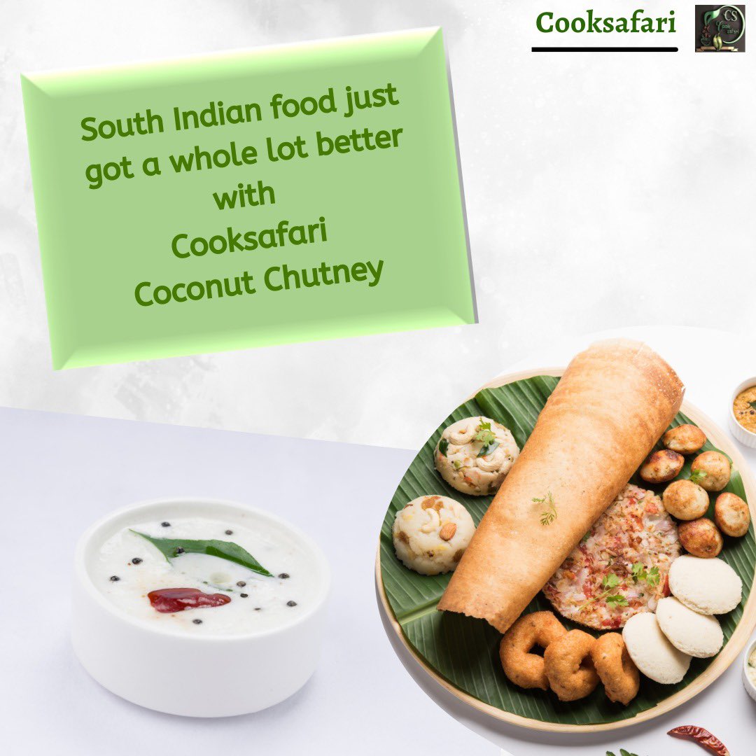CookSafari's tweet photo. Coconut Chutney adds taste in food esp for South Indian 

Cook fresh with Cooksafari 

Cooksafari ensures hassle free cooking experience 

#cooksafari #readytoeat #coconut #chutney #cookingpartner #breakfast #cookfresh #eathealthy #hasslefree #southindian https://t.co/W4dJ9NOCHp