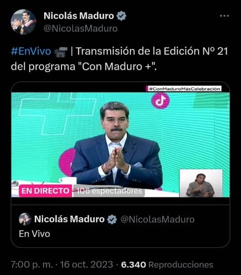 #ConMaduroMásVerdadYPaz De verdad que el presidente <a href="/NicolasMaduro/">Nicolás Maduro</a> anda es activo. ¡Saludos Nico! Aquí andamos en la lucha vamos palante carajo!!!! XD felices pero con autocrítica activa...  #VivaChávezPorSiempre