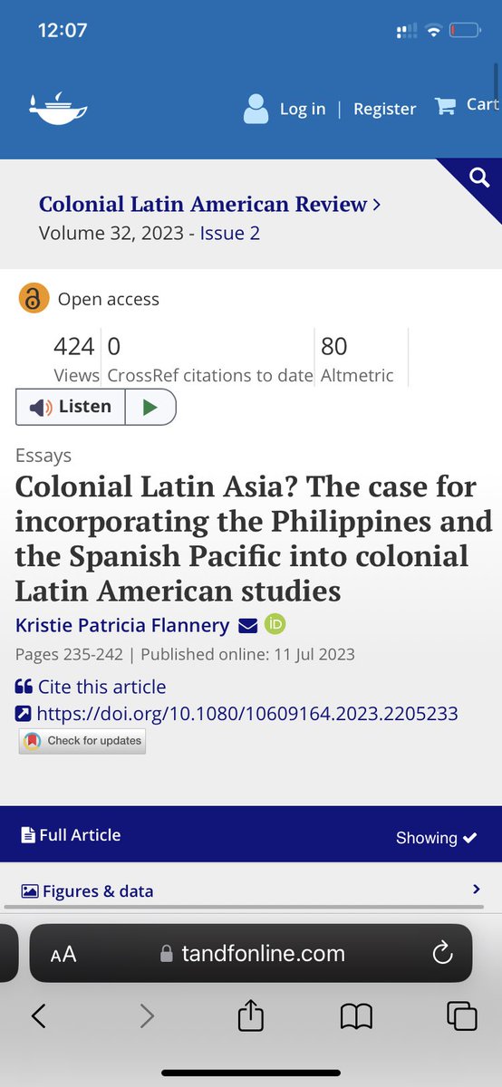 My CLAR article is now Open access (really!) Please read and share. It considers the Philippines and the Spanish Pacific world as part of colonial Latin America - and what we gain from thinking about the Spanish empire from its Southeast Asian outposts
tandfonline.com/doi/full/10.10…