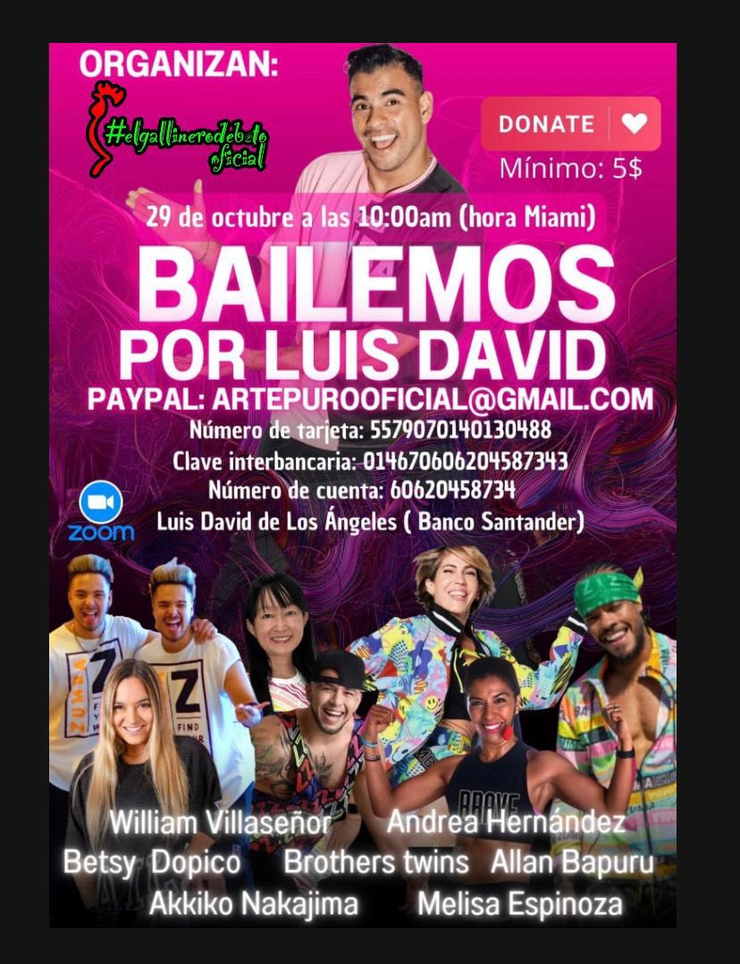 gallinero00's tweet photo. Querido Gallinero les informamos que gracias al esfuerzo en conjunto hemos podido lograr formar la clase de apoyo para Luis David.
Toda la información está en el flyer.
Muchas gracias por el apoyo
#BailemosPorLuisDavid #ElGallineroDeBeto #zumba @zumba @ZumbaBeto https://t.co/HisLczIq2u