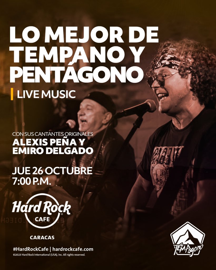 Este 26 de octubre el rock dice presente en nuestro escenario y tu tienes que ser testigo de esta experiencia. Entradas disponibles en: hardrockvzla.com