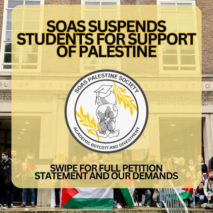 🚨URGENT: <a href="/SOAS/">SOAS University of London</a> University of London, renowned for its so called progressive politics, has officially began taking steps suspending its own students following a rally in solidarity with Gaza. This is a clear act of political repression. Please read on and share widely: