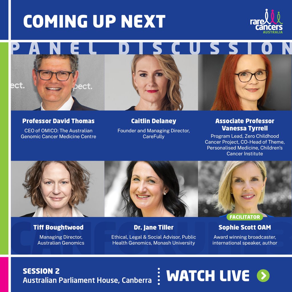 RareCancers's tweet photo. How are #genomics and personalised medicine transforming #cancercare, and what are the opportunities for Australians living with cancer? Tune into the #CanForum23 live stream now to watch the panel discussion unfold ๐บ๏ธ https://t.co/1f35UmVX3u #changingcancercare #rarecancer https://t.co/7CJ6Mlu4N5